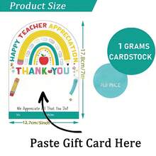 1/2/3/5/8pcs Teacher Appreciation Card & Gift Card Holder Sets | Designs For Teacher Appreciation Gifts, Christmas, And Graduation | Reusable Pocket Cards For Easy Gift-Giving And Expressing Gratitude - Multicolor - View 3