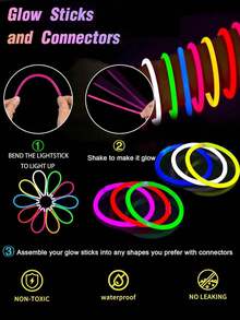 200pcs Multicolor Glow Sticks, Party Decorations, Glow 8-12 Hours, Glowing In The Dark, Lighting Up Party Gifts, Bracelets, Necklaces, Neon Light Effect, Wedding Party Glow Sticks, Brighter Colors, Suitable For Parties, Bars, Nightclubs, Glow Parties, Birthday Gifts, Recommended Gifts. Neon Party, Best Gift For Friends - Color Mixing - View 3