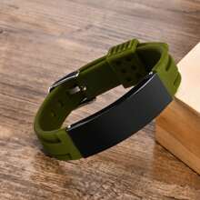 1 pezzo Bracciale regolabile in acciaio inossidabile e silicone con inciso il simbolo IP medico personalizzato, unisex per uso casual, per la Festa del papà, regalo per amici