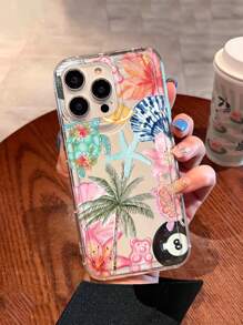 Summer Coconut Tree Hibiscus Print Clear Case Compatible With IPhone 16/11/12/13/14/15/15pro/15 Plus/15 Promax/7plus/8plus/X/Xs Max/Xr/11pro/12pro/13pro/14pro/12mini/13mini/11promax/12promax/13promax/14promax/14plus/6/6s/6plus/7/8/16Pro/16plus/16promax/Se&Compatible With Samsung Galaxy/A54/A14/A12/A13/A15/A32/A33/A24/A52S/S20/S21/S22/S23/S24/S23Plus/S24ultra/S25/A15/A33/A23