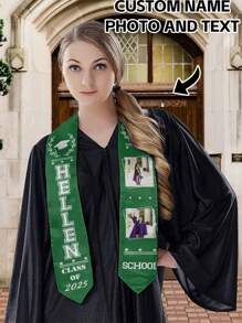 1pc Customized 2025 Graduation Shawl, Personalized Name & Photo Shawl, Premium Graduation Shawl, 6 Color Options, Double Layered Craftsmanship, Long-Lasting Colors, Shine Bright During Graduation Season