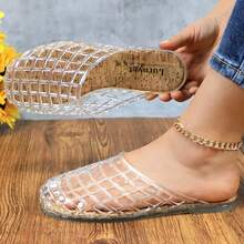 FRAN WILLOR Shoes For Women Slip On Jelly Mesh Slides Comfortable Closed Toe Flats Sandals Summer Beach Slippers - 無色 - 查看 1