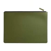 Leather Business A4 File Folder Zipper Document Bag Contract File Organizer Briefcase Portfolio,Bag For Contract/Invoice Storage,Back To School,School Supplies