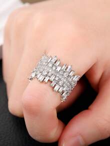 1 Chiếc nhẫn Cubic Zirconia tuyệt đẹp dành cho phụ nữ làm quà tặng ngày lễ tình nhân, trang sức tiệc kỷ niệm ngày cưới - Bạc - Xem 5