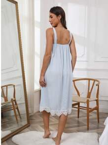 Women's Sleeveless Mid-Length Jumpsuit Nightgown, New Summer Casual Homewear Slip Dress Can Be Worn Outside