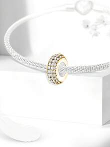 1 件时尚爱心天使系列串珠适合女士手链手镯 DIY 珠宝制作和日常服装搭配珠宝装饰适合女孩 - 金色 - 查看 11