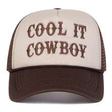 1pc Men Cool It Cowboy Trucker Hat With Embroidered Letter, Personalized Street Fashion Casual Cap, Suitable For Spring, Autumn, Traveling, Beach Vacation - Multicolor - View 3