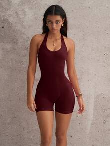 粉色性感交叉背部瑜伽连体裤 - 轻盈四向弹力健身连体裤，经济实惠的运动服，提供欧盟/中东/加拿大尺码（含关税 + 免运费）