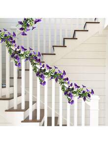 1pc Artificial Morning Glory Garland UV Resistant Faux Floral Vine With Green Leaves Hanging Simulation Morning Glory Plant For For Home Garden Wedding Decor & Photo Backdrop Birthday Gift Graduation Decor - Multicolor - View 6