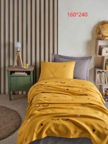 Hergestellt in der Türkei - Sommer Bettwäsche Set Einzelgröße - 1 Stück Bettbezug (160x235 cm) - 1 Stück Spannbettlaken (100x200 cm) - 1 Stück Kissenbezug (50x70 cm) - Ultra atmungsaktiv & weich & saugfähig