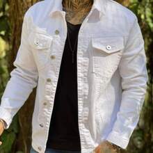 MEN'S JEANS JACKET Spring/Autumn Regular Fit Pocket - Blanco - Ver 3
