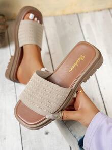 Bohemian Style Women Flat Sandals, Fashion Flat Slide Sandals, Versatile For Outdoor Beach Party And Indoor Casual Wear - Apricot - View 3