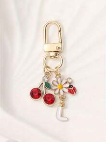 1 件合金 A-Z 字母樱桃雏菊甲虫字母吊坠钥匙扣时尚创意设计生日礼物配饰、母亲节礼物女士、夏季包包挂饰、女士时尚配饰、鲜艳的花朵设计、耐用的金属钥匙扣、美观的礼物创意、新奇钥匙扣 - 金色 - 查看 18