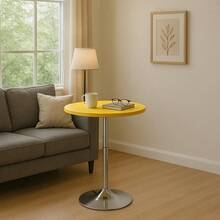 Mesa de bar redonda de 23.5'' con altura ajustable de 27.5" a 36" para sala de estar, comedor o bar - Amarillo - Ver 1