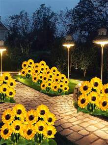 1pc/2pcs Solar Powered Sunflower LED Light - Auto On/Off, Stake Mounted Outdoor Decor, Realistic Yellow Petals And Dark Center, Suitable For Garden, Pathway, Lawn, Fence - High Quality Landscape Lighting, Path Lighting | Sunflower Light | LED Flower Light, Solar Garden Light - Yellow - View 10