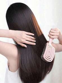 1/4件空心梳干湿按摩梳便携式宽齿梳长发蓬松梳顺滑 - 彩色 - 查看 5