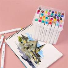 Set di 12/18/24/36 pennarelli a doppia punta olio, strumento di disegno professionale per disegno a mano di anime, set con punte sottili e spesse per studenti d'arte, alta qualità e convenienza, materiale scolastico resistente allo sbiadimento, per il rientro a scuola