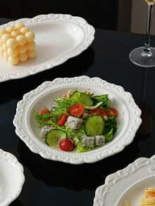 DearDali 手工巴洛克风格浮雕陶瓷餐具套装，家庭厨房意大利面盘甜品盘，酒店餐厅西餐盘，欧式早餐盘 - 彩色 - 查看 8