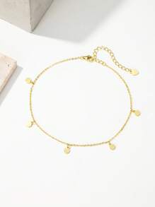 S925 Sterling Silber Minimalistische Geometrische Anhänger Fußkette, täglicher und Feiertags Trage für Jugendliche