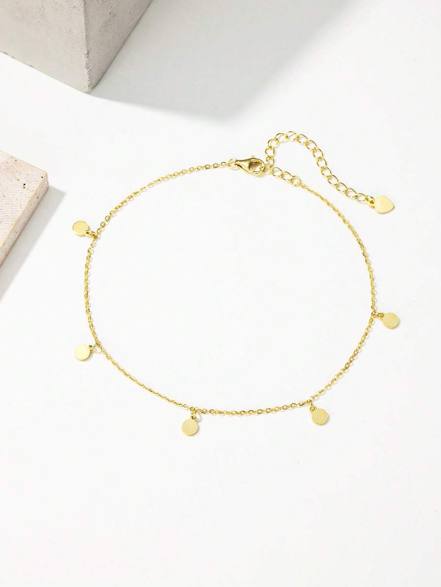 S925 Sterling Silber Minimalistische Geometrische Anhänger Fußkette, täglicher und Feiertags Trage für Jugendliche