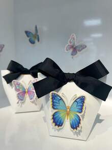 10pcs/1pc Colorful 3D DIY Butterfly Kraft Paper Embossed Ribbon Bow Mini Gift Box, Elegant Mysterious Gift Packaging Box For Wrapping Gifts, Candies, Cookies, Suitable For Parties, Birthdays, Mother's Day, Summer Weddings, Father's Day, Graduation, Daily & Holiday Events - Colorful Butterfly Gift Box - View 8