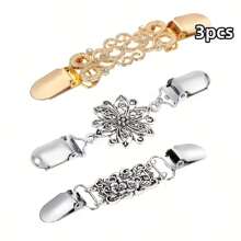1pc/2pcs/3pcs Vintage Metal Sweater Cardigan Collar Clips, Fashion Shirt/Dress Lapel Pins, Women Non-Slip Clothing Clip, Multi-Functional Laundry Clips, Household & Kitchen Organizer