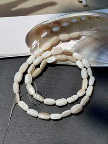 1pc Natural Freshwater Shell Asymmetrical Fragment Spacer Beads, Shell Round Beads, Loose Beads For DIY Jewelry Making Bracelets Necklaces - White - View 11