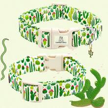 Vòng cổ cho chó Lionheart Glory, in hình cây xương rồng màu xanh lá cây, dành cho chó cỡ trung, phụ kiện thú cưng unisex mùa xuân/hè, có thể điều chỉnh và bền chắc, vòng cổ thú cưng dễ thương. - màu xanh lá - Xem 5