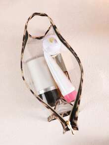 新款豹纹透明防水化妆包,旅行洗漱用品收纳包,大容量化妆包,透明化妆品收纳包,结婚礼品袋,防水旅行袋,3种尺寸(S/M/L),ins风收纳包,便携式防尘拉链,单身派对装饰, - 無色 - 查看 4