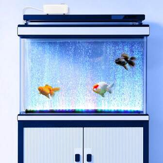 Unterwasser Aquarium Licht mit Sauerstoffpumpe, LED Aquarium Luftperlen Licht mit Luftpumpe, RGB Farbwechsel Fischbecken Leuchtbalken, Aquarium Luftblasenstein Scheibe, Fischbecken Perlensprudler mit automatischem Farbwechsel LED