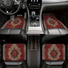 4pcs Bohemian & European Retro Pattern Car Floor Mats - Universal Fit Polyester Front & Rear Seat Car Mats - Suitable For Sedan, Saloon, SUV, Van All-Weather Vehicle Interior