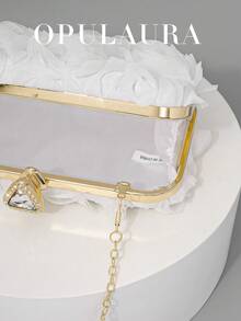 OpulAura 优雅玫瑰花朵图案晚宴包、女士派对钱包、甜美女孩斜挎包、纯色迷你盒包、新娘手拿包（图案随机）、情人节