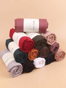 1pc Solid Color Women Scarf,Daily Wear Hijab,High Quality Wrinkle Soft Breathable Comfortable Headscarf Shawl For Women - Multicolor - View 2