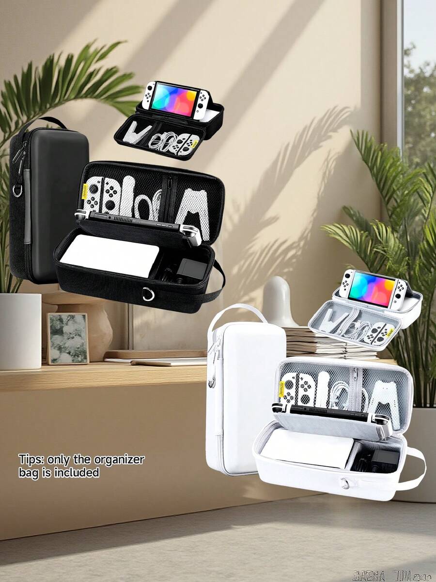 Switch NS/Switch OLED 收纳包，黑/白配色，可装充电器和原装底座，Switch 2 收纳包，Joy-Con 2 控制器包，大容量一体式收纳，包含主机、手柄、游戏卡带、通用提手、旅行便携包、保护装置、防摔、防刮擦、防滑。 - 彩色 - 查看 1