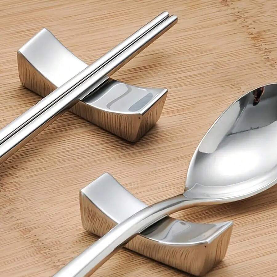 3/1pc Stainless Steel Chopsticks Holder, Knife Holder And Chopstick Rack Set, Includes Stainless Steel Spoon, Fork And Chopsticks Rack, Suitable For Home, Kitchen, Dining Room - Silver - View 1