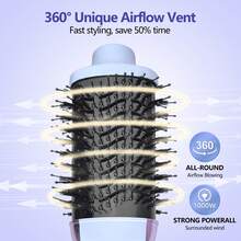 3 In 1 Hot Air Brush(With Leakage Plug),Volumizer Hair Dryer And Styler, Salon Smooth Blowouts And Shine In Up To Half Time, Adjustable 3-Temperatures And 2-Speeds,Or All Hair Types And Lengths,Fan-Favorite Brush - US A Type Plug(110-127V) - View 9