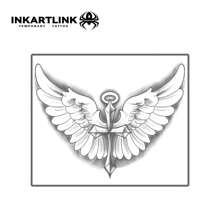 INKARTLINK INKARTLINK 1 pieza Tatuaje temporal de Cruz y Alas | Fórmula de plantas herbales semi-permanente | Realista, duración de 15 días | Resistente al agua 1-2 semanas | Tatuaje falso de nicho | Etiqueta engomada de estilo gótico