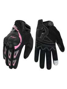 AD 1 Pair Women's Black & Pink Motorcycle Gloves, Touch Screen Padded Breathable Anti-Slip, Suitable For MBX/MTB/ATV, Cycling Sports Gloves