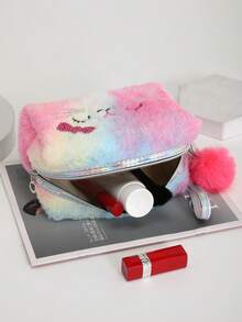 Multineos Comercial Bolsa Estojo Cosmética Com Design Fofo Com Pompom - Multicolorido - Visão 2