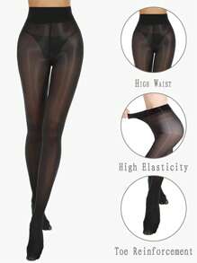 CLAGAINER Medias de mujer brillantes y sedosas, sexys y de cintura alta, cómodas y con brillo aceitoso en nylon