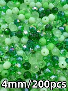 200pcs 4mm Green Color Round Glass Beads For Jewelry Making DIY Accessories