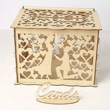 1 set scatola portacarte da matrimonio in legno con serratura e portacarte, portacarte e portadanaro stile country per matrimonio, scatola regalo da matrimonio per ricevimento, anniversario, addio al nubilato, festa, richiede assemblaggio