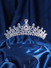 1pc Rhinestone Decor Tiara Crown, Suitable For Wedding, Birthday Party, Banquet And Other Occasions