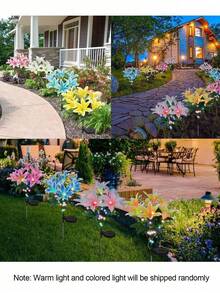 7-Bloom Solar Powered Lily Flower Garden Lights, Waterproof LED Lights, Solar Powered, Suitable For Yard Path Decor, Mother's Day Garden Gift, Party Decoration - Multicolor - View 8