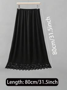 3 Pieces/2 Pieces/1 Piece, Multi Specification, Multi-Color, Solid Color, Spring And Summer Styles, Anti Transparency And Anti Light Medium Long Skirt, Inner Lining Skirt, Lace Bottom, Anti-Static Skirt, Elastic Waistband Suitable For Slightly Overweight Girls, Suitable For Daily Wear Summer, School Fall, Autumn, Halloween