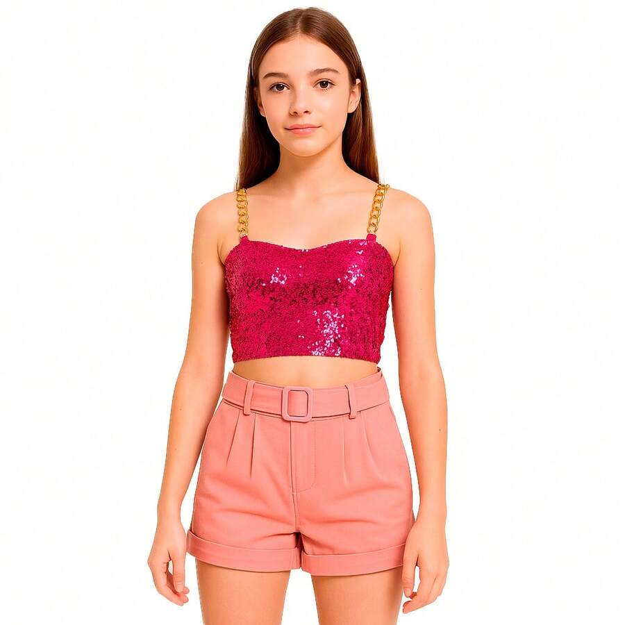 Shorts Infantil Nude Bengaline Menina Luxo 01 A 10 Anos