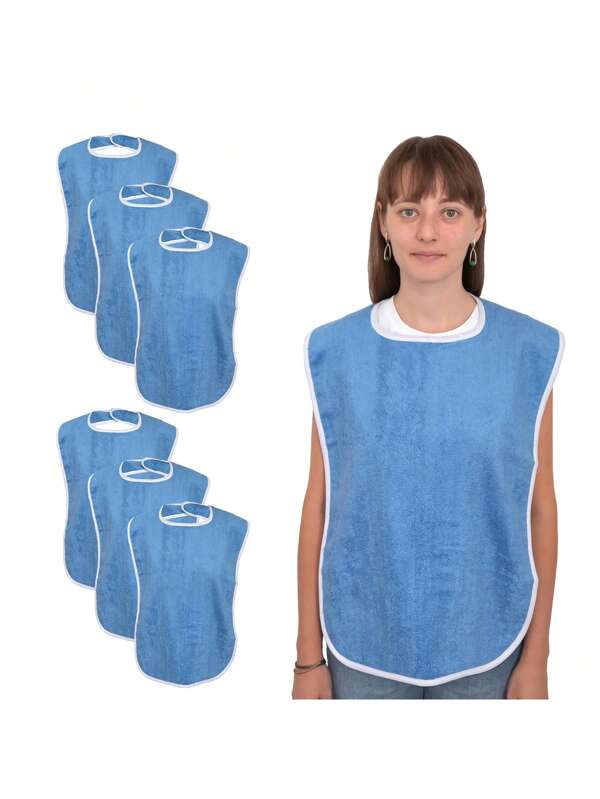 Adjustable Adult Bib, Suitable For Elderly - Washable, Blue