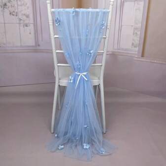1pc Table Runner, Wedding Veil Beaded Pearl Lace Fabrics Table Decorations, Soft Tulle Tablecloth, For Wedding, Party And Holiday Decor, Table Decor, Home Supplies