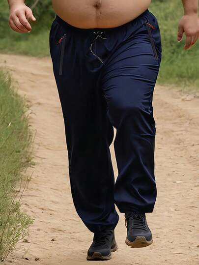 Pantalones deportivos para hombre talla grande, pantalones para correr al aire libre de secado rápido y transpirables, corte holgado para talla grande