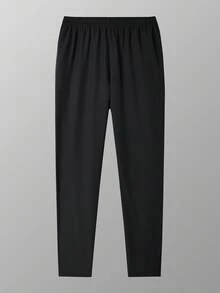 Plus Size Men's Quick Dry Breathable Outdoor Running Sports Long Pants, Loose Fit, Spring/Summer - Black - View 4